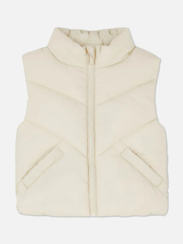 Primark Quilted Zip Vest Ivory Best