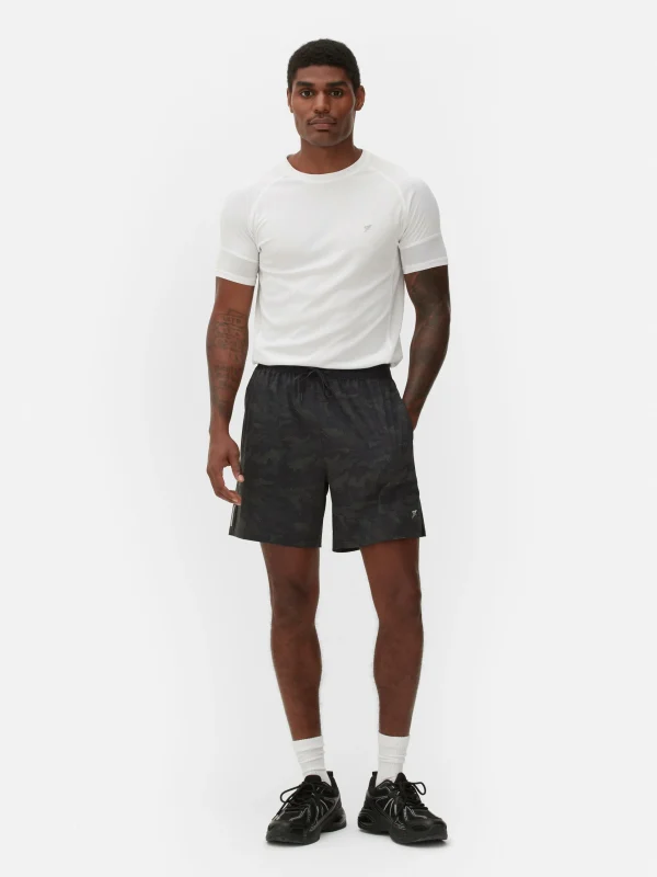 Primark Reflective Print Gym Shorts Charcoal Store