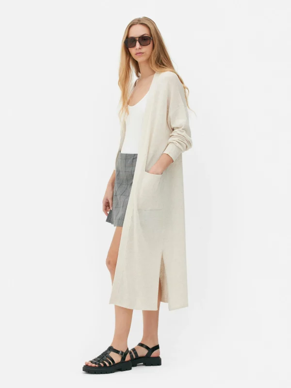 Primark Relaxed Edge-to-Edge Maxi Cardigan Cream Hot