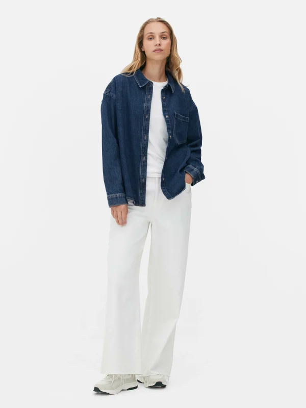 Primark Relaxed Fit Denim Shirt Indigo Flash Sale
