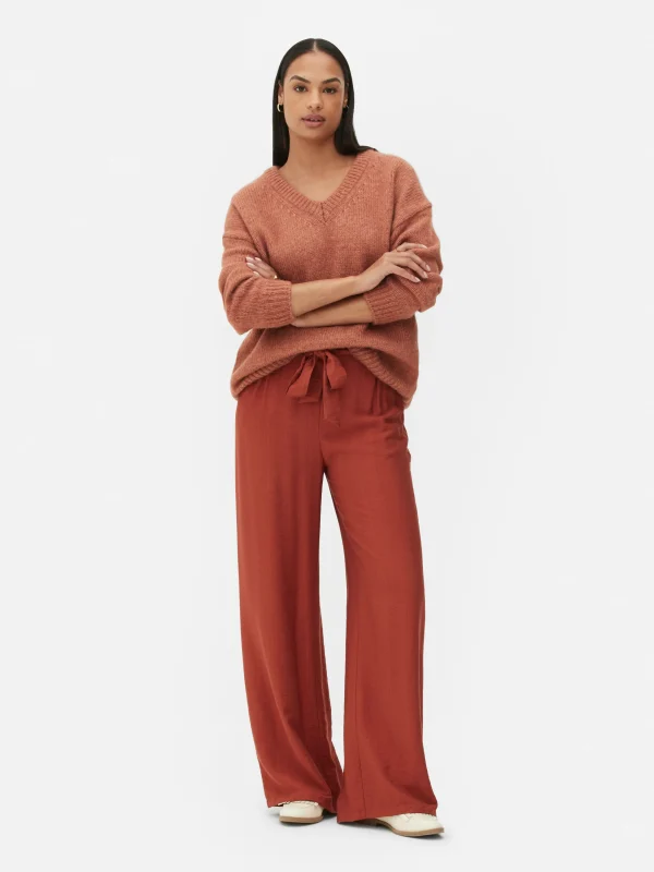 Primark Relaxed V-Neck Sweater Terracotta Cheap