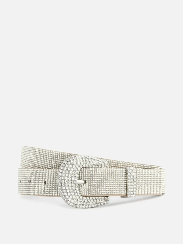 Primark Rhinestone Buckle Belt Silver Cheap