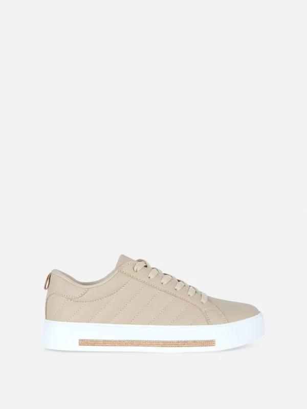Primark Rhinestone Detail Low Tops Beige Clearance