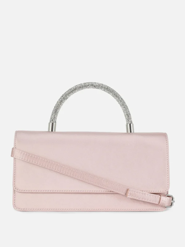 Primark Rhinestone Handle Satin Crossbody Bag Blush Cheap