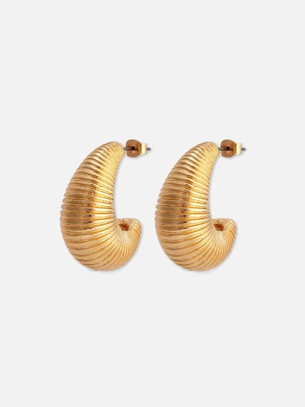 Primark Ribbed Bubble Hoop Earrings Yellow Hot