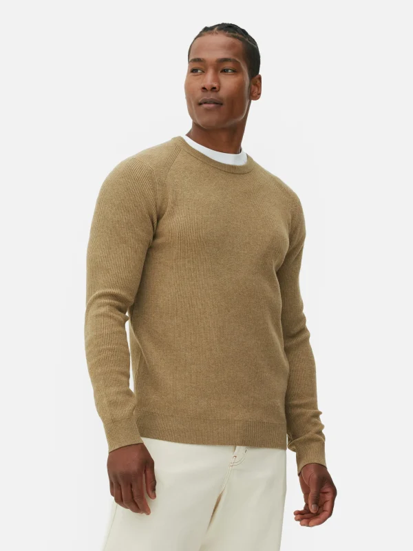 Primark Ribbed Crew Neck Sweater Taupe Discount
