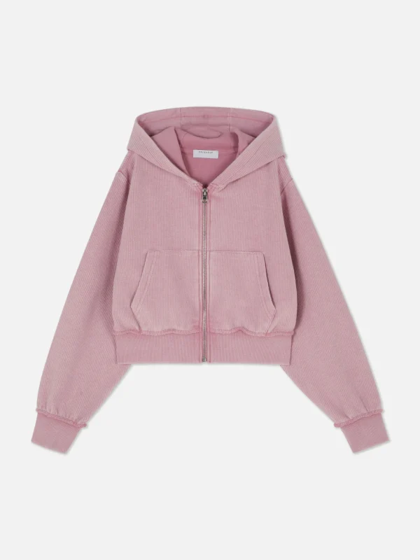 Primark Ribbed Hoodie Pink Hot