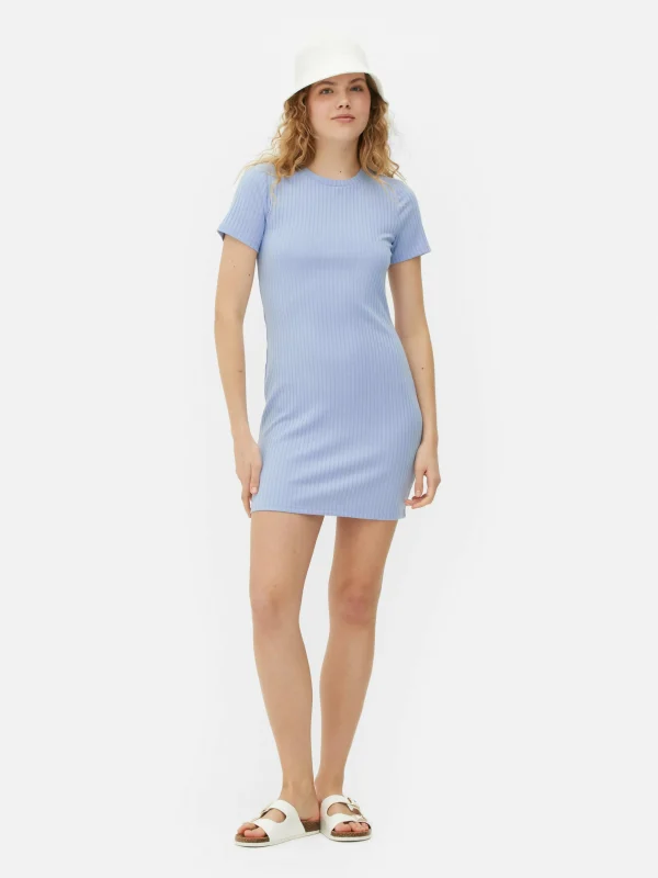 Primark Ribbed Mini Dress Blue Shop