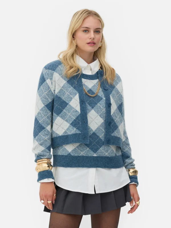 Primark Rita Ora Argyle Sweater Blue Shop