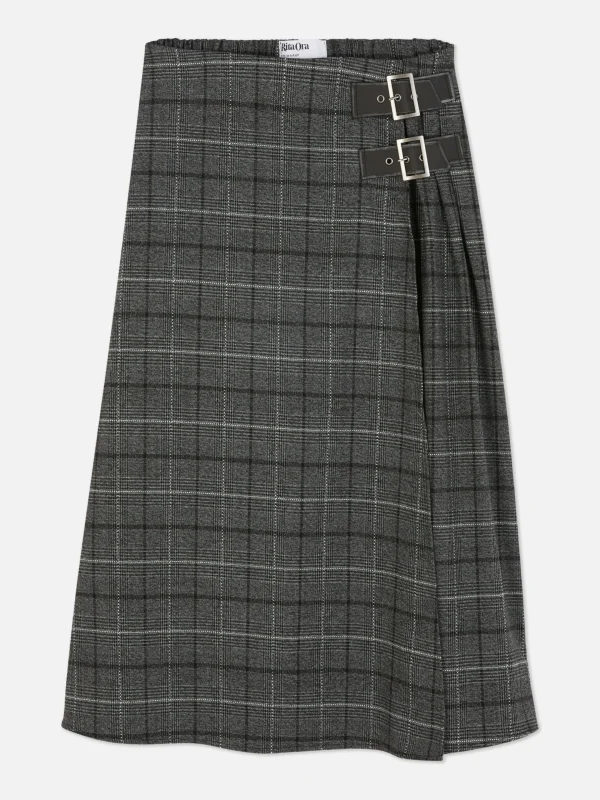 Primark Rita Ora Buckle Pleated Midi Skirt Multi New