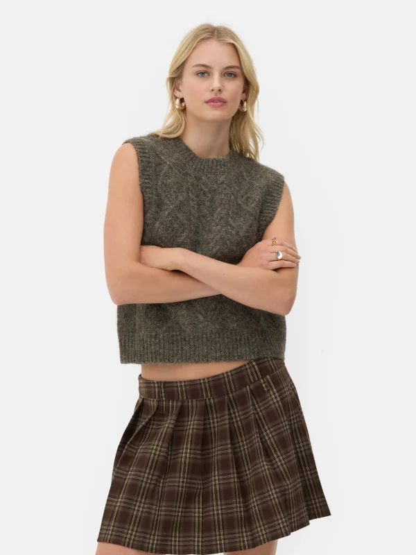 Primark Rita Ora Cable Knit Vest Chocolate Online