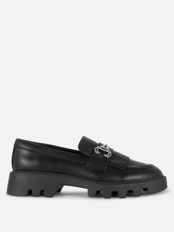 Primark Rita Ora Chunky Kiltie Loafers Black Clearance