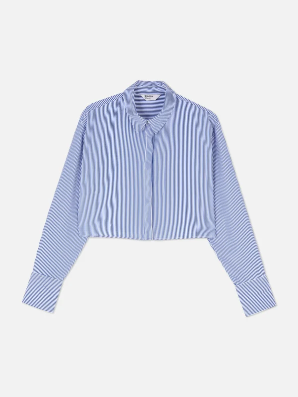 Primark Rita Ora Cropped Striped Shirt Blue Cheap