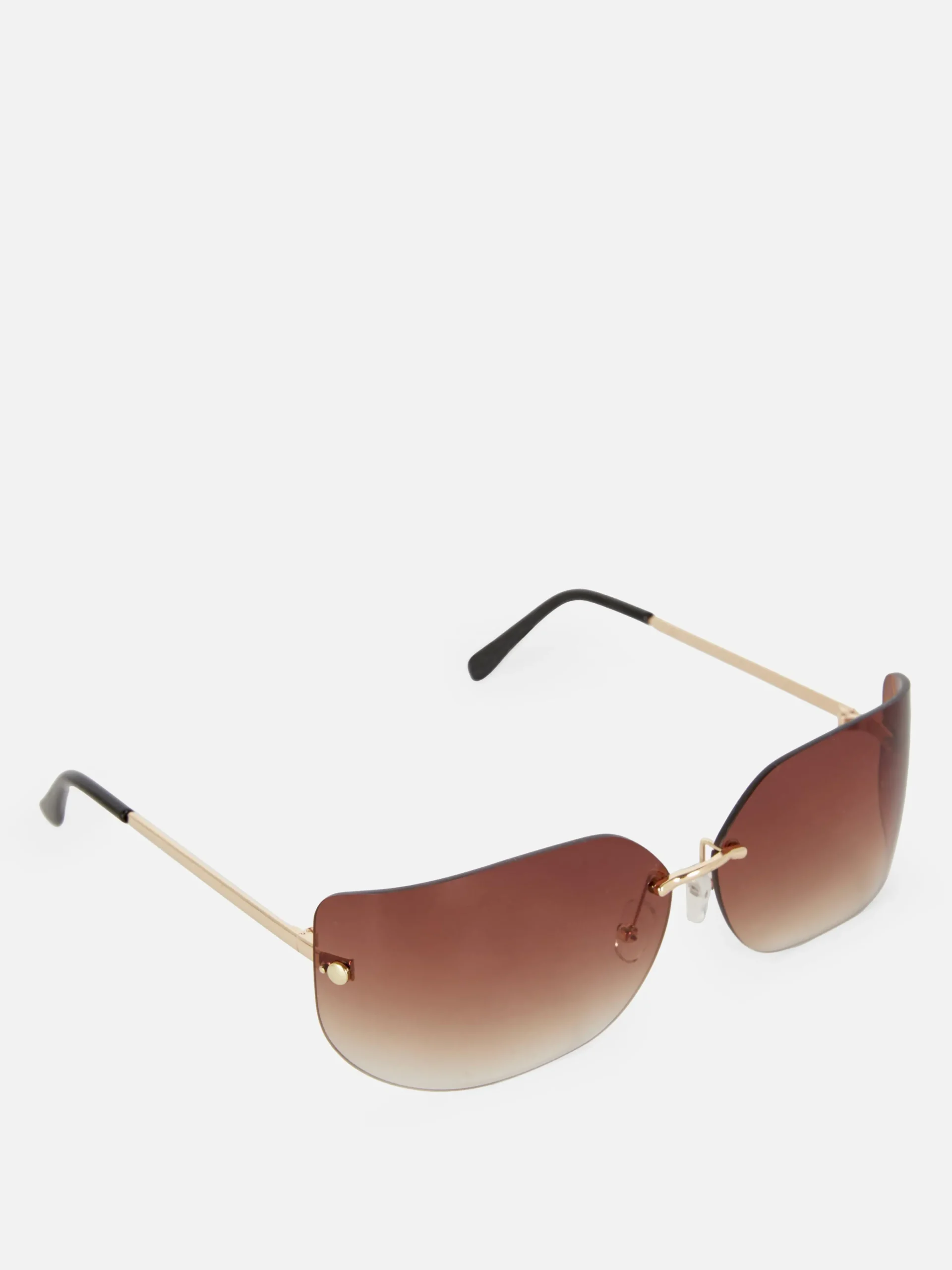 Primark Rita Ora Curved Rimless Sunglasses Brown Sale