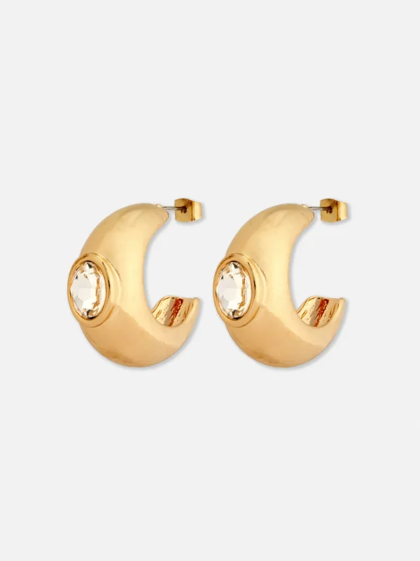 Primark Rita Ora Faux Gem Chunky Hoop Earrings Yellow Cheap