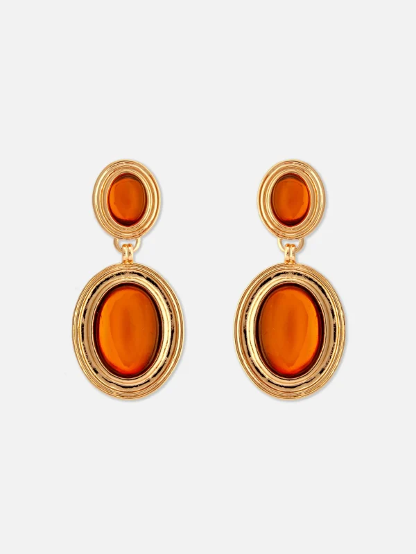 Primark Rita Ora Faux Gemstone Drop Earrings Yellow Clearance