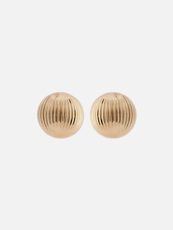 Primark Rita Ora Large Ridged Stud Earrings Yellow Clearance