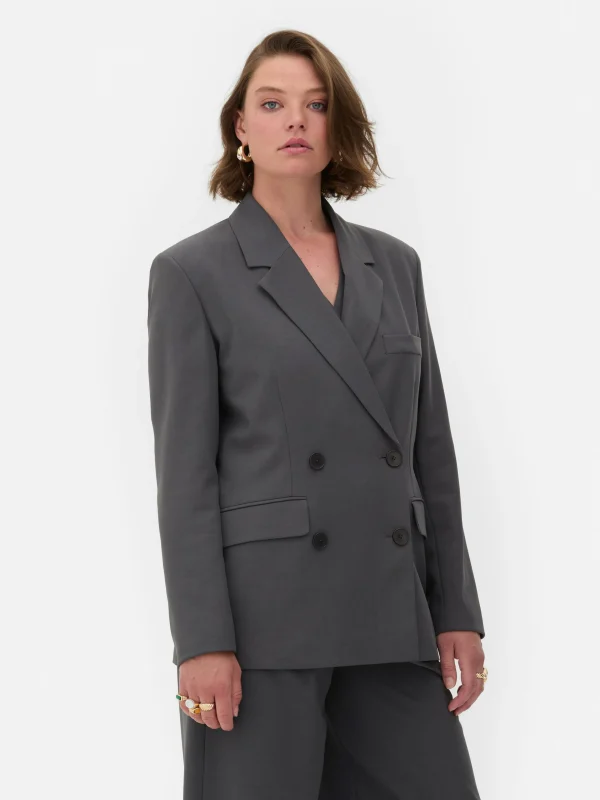 Primark Rita Ora Oversized Double-Breasted Blazer Charcoal Hot
