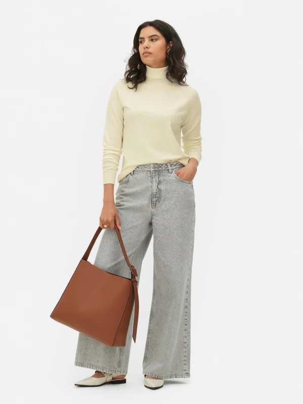 Primark Roll Neck Long Sleeve Top Ivory Best Sale