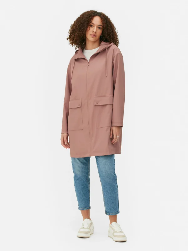 Primark Rubberized Hooded Raincoat Pink Fashion