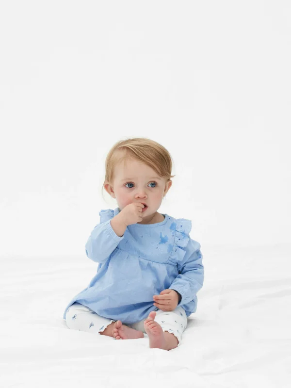 Primark Ruffled Blouse And Leggings Set Blue Fashion