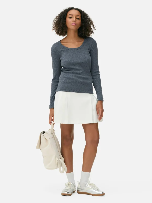 Primark Scoop Neck Long Sleeve Top Navy Best Sale