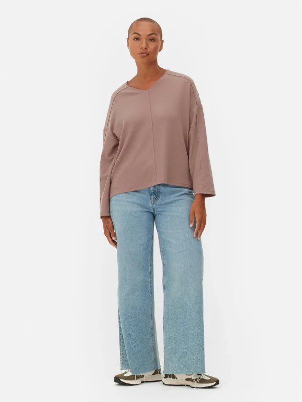 Primark Seam Detail Long Sleeve Top Blush Discount