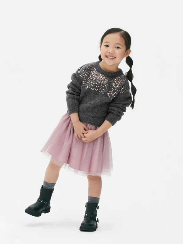 Primark Sequin Jumper And Tulle Skirt Set Charcoal Store