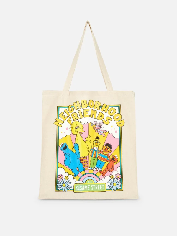 Primark Sesame Street Canvas Tote Natural Fashion