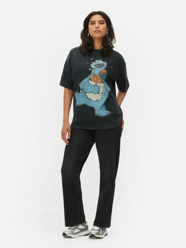 Primark Sesame Street Cookie Monster T-Shirt Charcoal Flash Sale