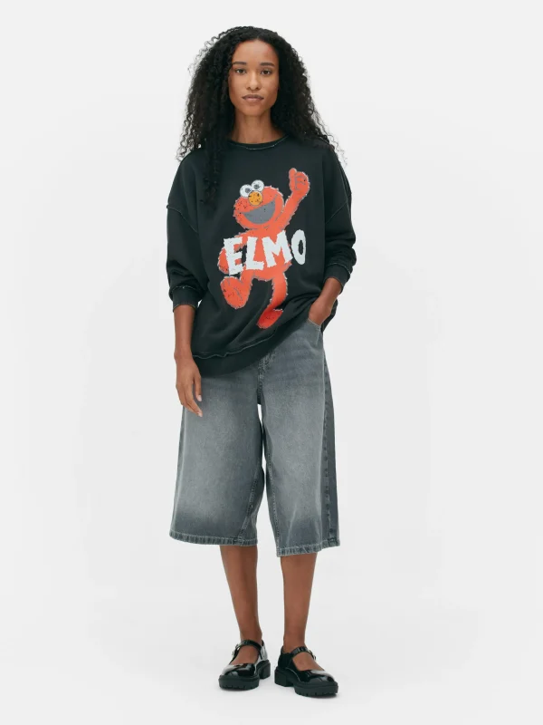 Primark Sesame Street Oversized Graphic Sweatshirt Charcoal Store