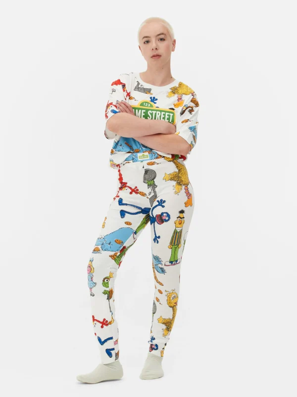 Primark Sesame Street Pajama Leggings White Cheap