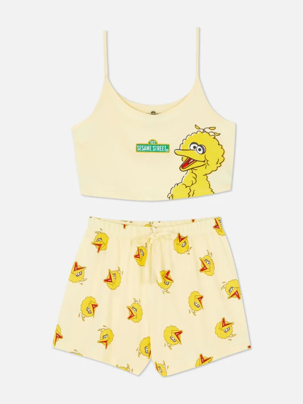 Primark Sesame Street Short Pajama Set Yellow Fashion