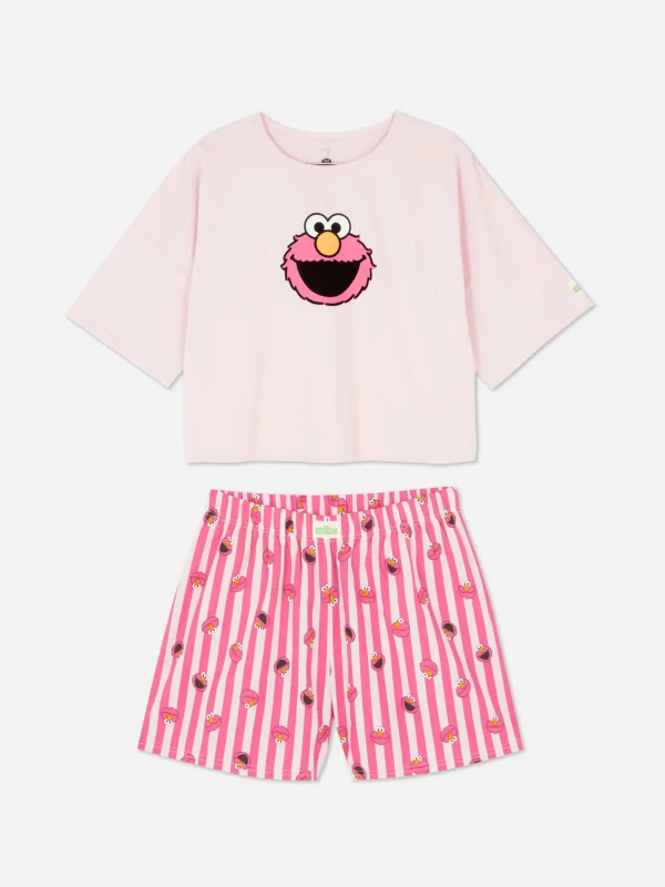 Primark Sesame Street Shorts Pajama Set Pink Outlet