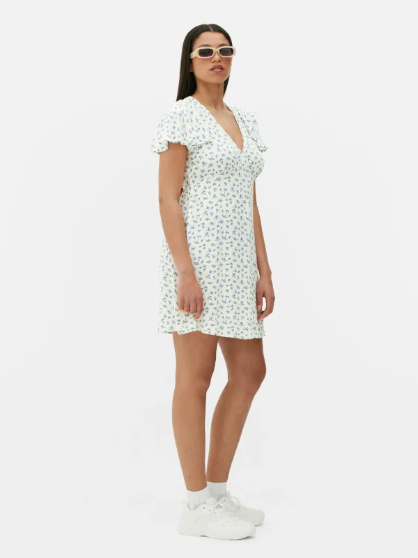 Primark Short Sleeve Mini Dress Ivory Clearance