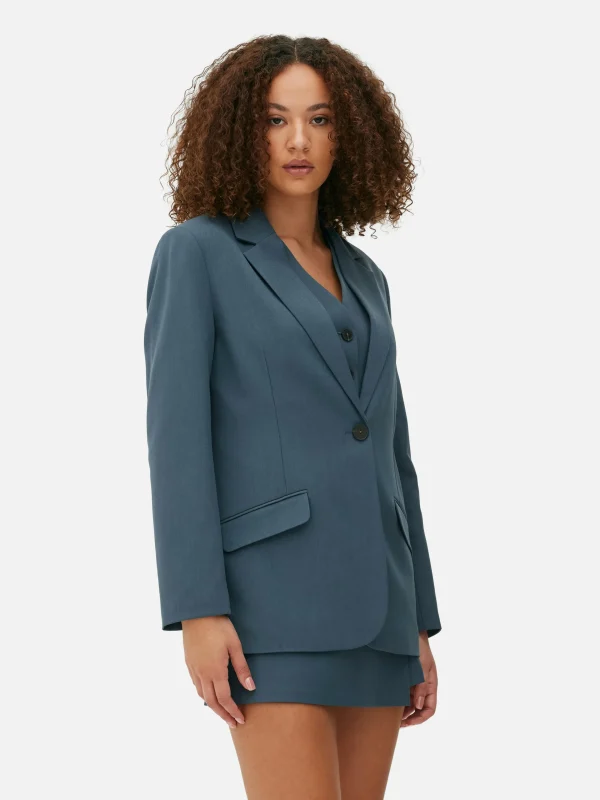 Primark Single-Breasted Blazer Dark Blue Shop