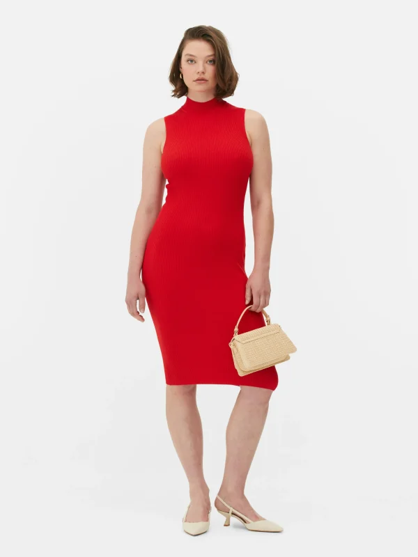 Primark Sleeveless Midi Knit Dress Red Cheap