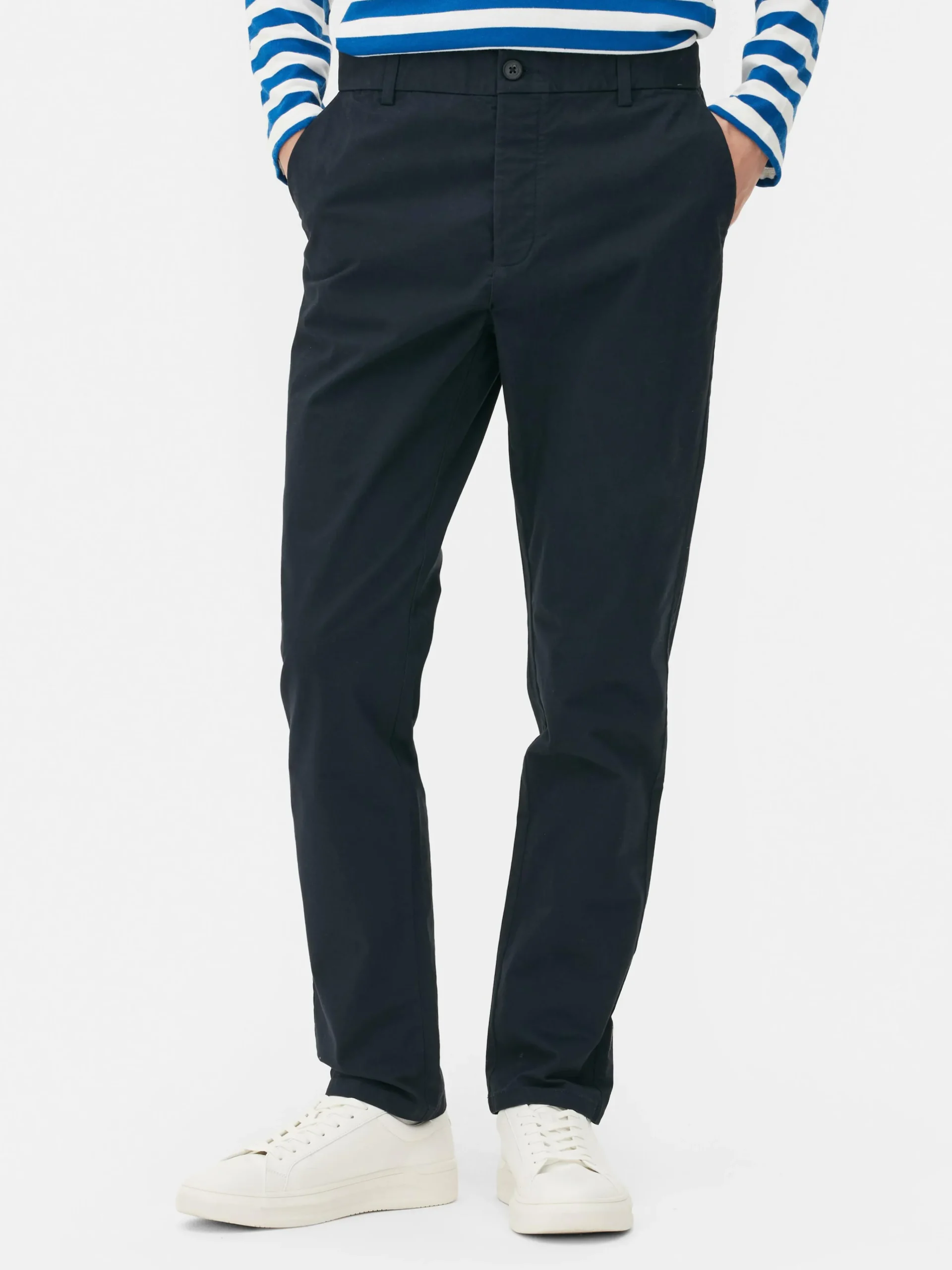 Primark Slim Fit Stretch Chinos Navy Sale