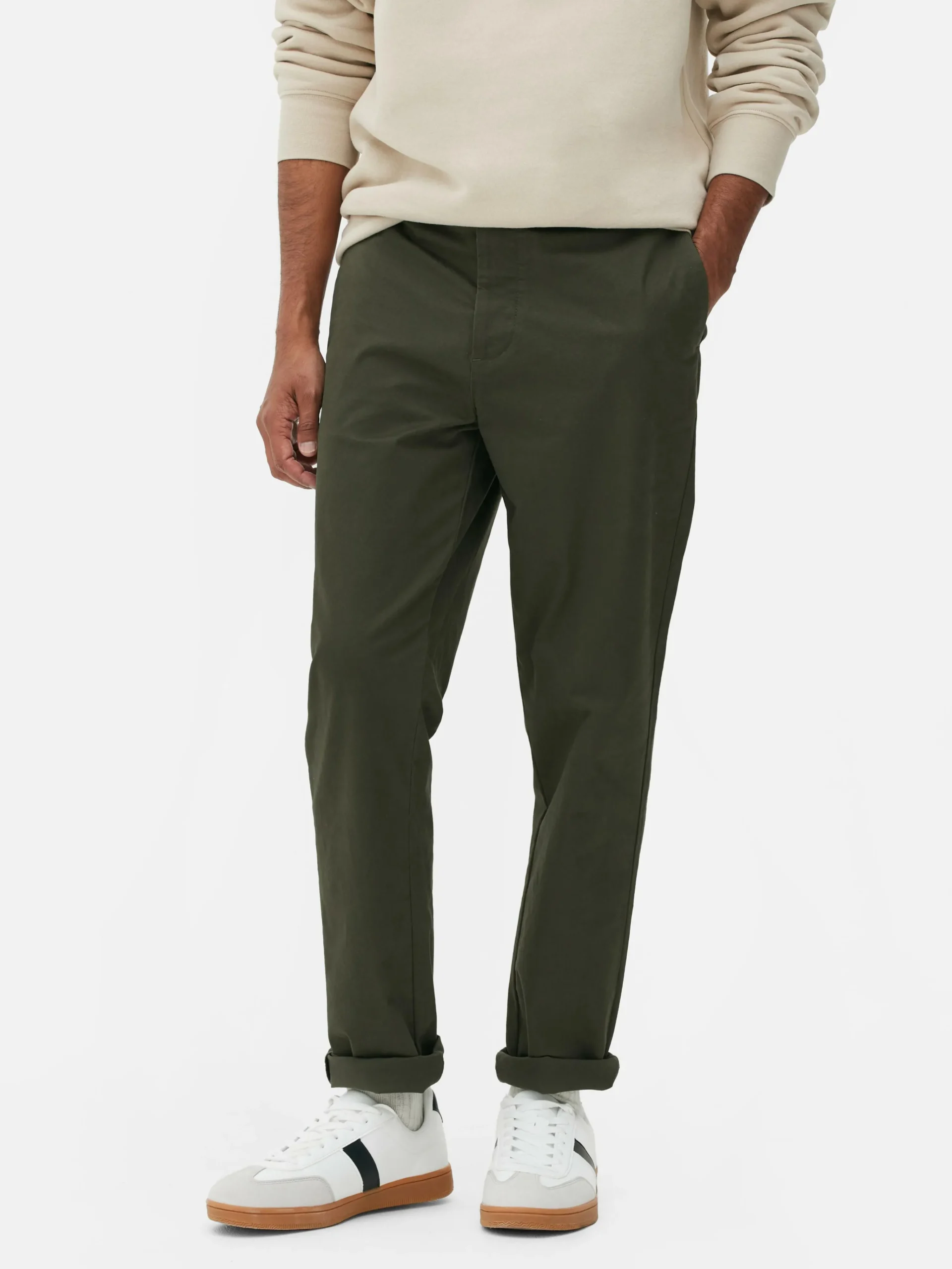 Primark Slim Fit Stretch Chinos Dark Green Hot