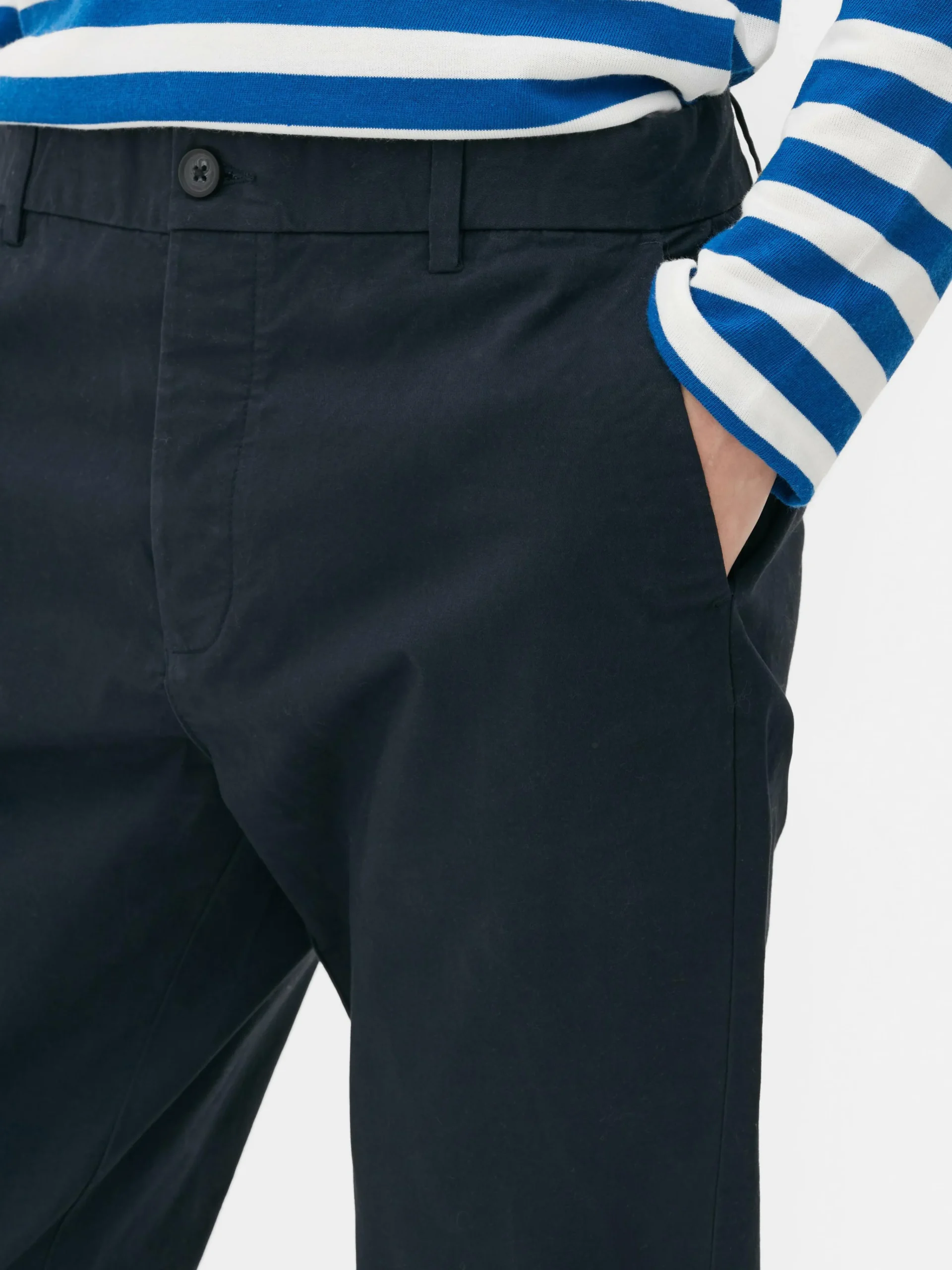 Primark Slim Fit Stretch Chinos Navy Sale