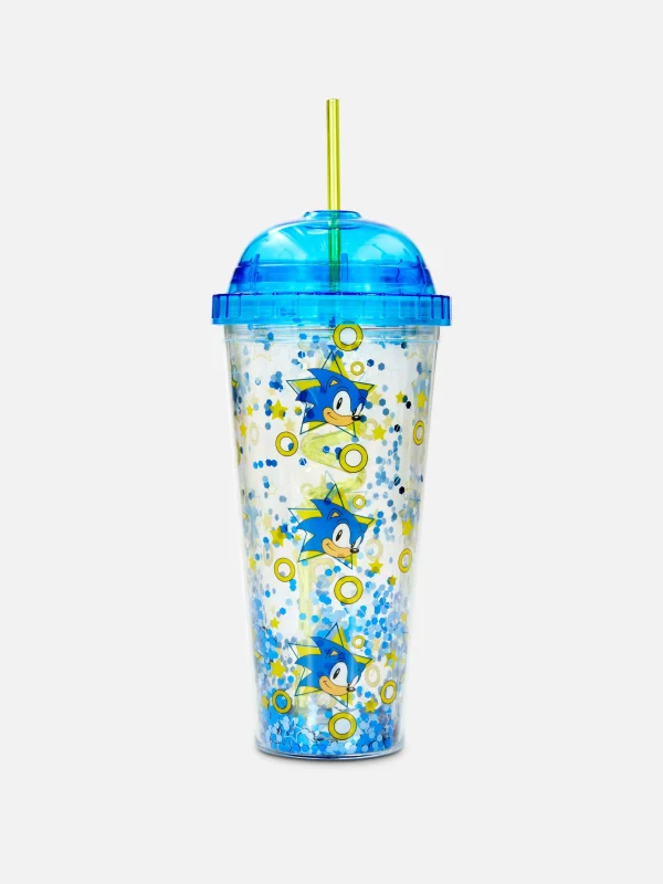 Primark Sonic The Hedgehog Glitter Travel Cup Blue Hot