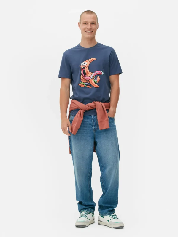 Primark SpongeBob SquarePants Patrick Print T-Shirt Navy Hot