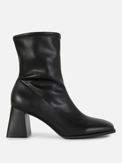 Primark Square Toe Stretch Ankle Boots Black Discount
