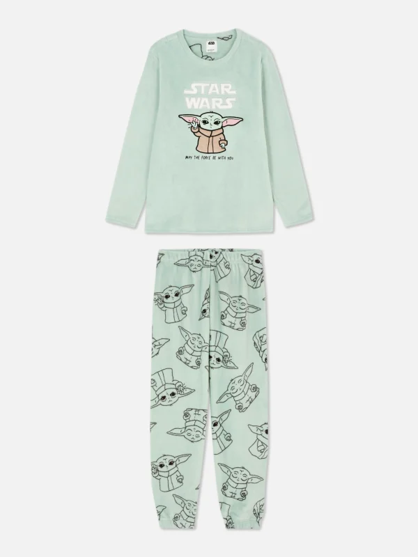 Primark Star Wars Baby Yoda Fleece Pajama Set Light Green Cheap