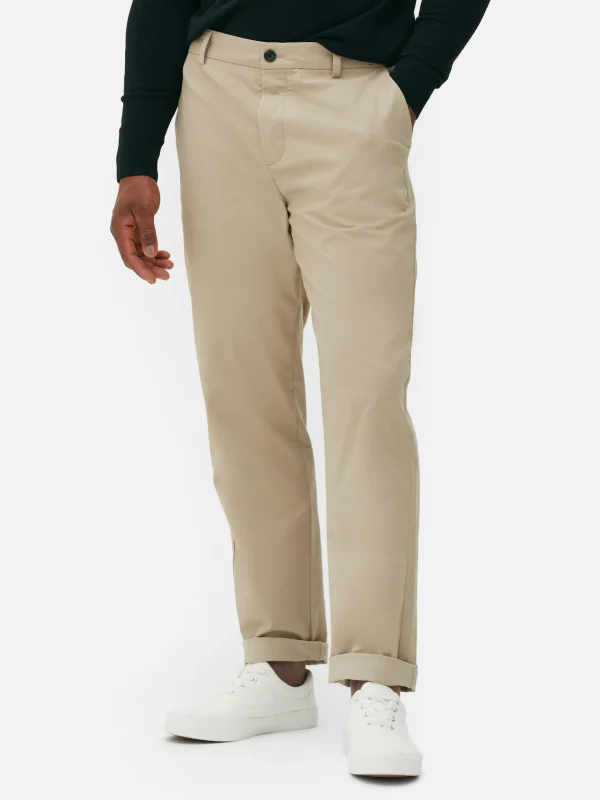 Primark Straight Leg Stretch Chinos Stone Sale