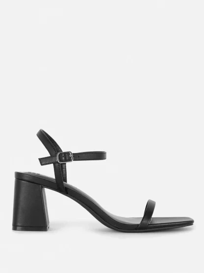 Primark Strappy Block Heel Sandals Black New