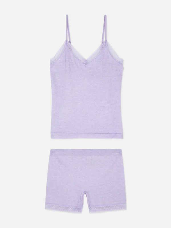 Primark Stretch Cami And Shorts Pajama Set Lilac Store
