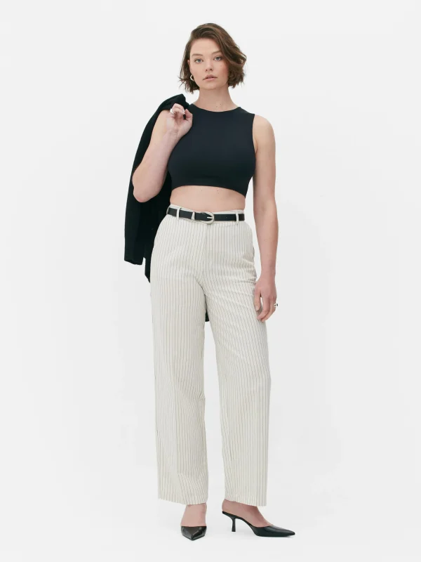 Primark Stretch Cropped Racerback Tank Black Sale