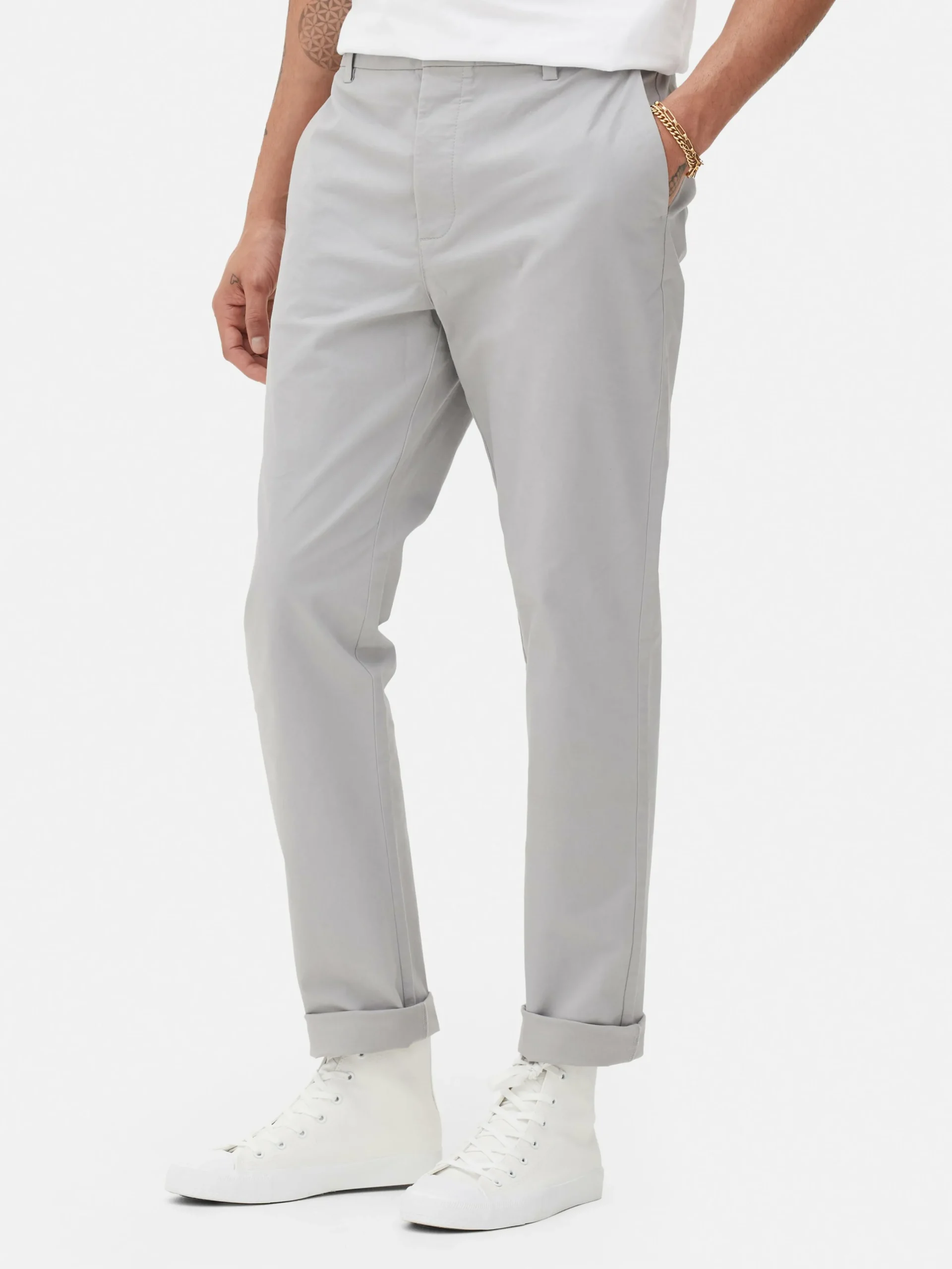 Primark Stretch Slim Chinos Light Gray Store