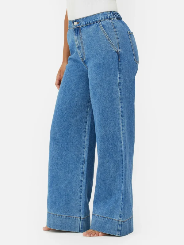 Primark Stretch Wide Leg Jeans Mid Blue Cheap